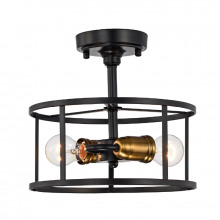 Sound Interiors Items LIT2441BK-GD - Alcona Semi-Flush Rnd 2Lt - Lit Up Lighting