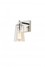 Lit Up Lighting LIT2901SN+MC-CL - 1x60W E26 Wallsconce in SN finish with replaceable Black and SN socket Rings with clear glass