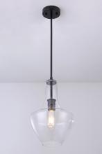  LIT5630BK+MC-CL - 10.5" 1x60 W Pendant in Black finish with clear glass, with replacement socket rings in Black