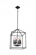 Lit Up Lighting LIT6932BK+MC - 16" Square Pendant with 6x40E12 W Comes with 3x12,1x6, 1x3" with Chain and loop