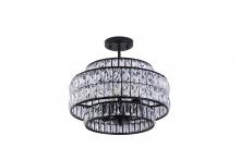 Lit Up Lighting LIT7410  BK-CRY - 16" 4xE26 60 W semi-flush mount in black finish with K9Crystal