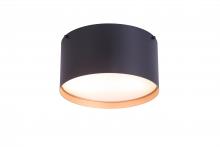 Lit Up Lighting LIT7811BK - 17" 3X60W E26 aluminum round flush mount with cast aluminum in black finish with white acrylic