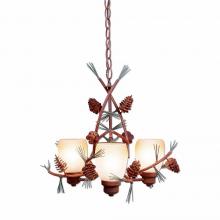  A40920ET-04 - Sienna Chandelier Small - Pine Cone - Two-Toned Amber Egg Bell Glass - Pine Tree Green