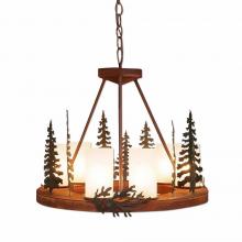  A41543FC-03 - Wisley Chandelierd Small - Cedar Tree - Frosted Glass Bowl - Cedar Green-Rust Patina base Finish