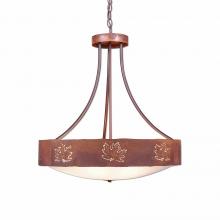  A41906FC-HR-02 - Ridgemont Chandelier Small - Bowl Bottom - Maple Cutout - Frosted Glass Bowl - Rust Patina Finish