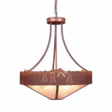  A41945AL-HR-02 - Ridgemont Chandelier Small - Shade Bottom - Mountain-Pine Tree Cutouts - Almond Mica Shade