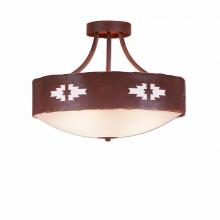  A49184FC-HR-02 - Ridgemont Semi Flush Large Short - Bowl Bottom - Pueblo - Frosted Glass Bowl - Rust Patina Finish