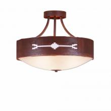  A49185FC-HR-02 - Ridgemont Semi Flush Large Short - Bowl Bottom - Del Rio - Frosted Glass Bowl - Rust Patina Finish