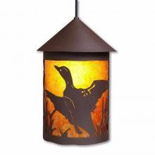  M24664AM-ST-27 - Cascade Pendant Large - Loon - Amber Mica Shade - Rustic Brown Finish - Adjustable Stem