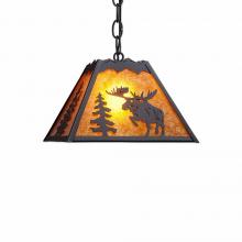  M26322AM-CH-97 - Rocky Mountain Pendant Small - Alaska Moose - Amber Mica Shade - Black Iron Finish - Chain