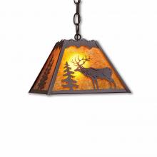  M26323AM-CH-27 - Rocky Mountain Pendant Small - Valley Elk - Amber Mica Shade - Rustic Brown Finish - Chain