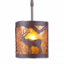  M29123AM-ST-27 - Kincaid Pendant Small - Valley Elk - Amber Mica Shade - Rustic Brown Finish - Adjustable Stem