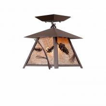  M47520AL-27 - Smoky Mountain Close-to-Ceiling Small - PIne Cone - Almond Mica Shade - Rustic Brown Finish