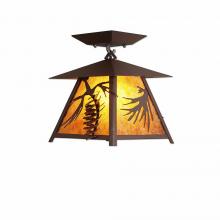  M47540AM-27 - Smoky Mountain Close-to-Ceiling Small - Spruce Cone - Amber Mica Shade - Rustic Brown Finish