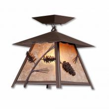  M47620AL-27 - Smoky Mountain Close-to-Ceiling Large - PIne Cone - Almond Mica Shade - Rustic Brown Finish