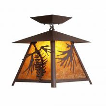  M47640AM-27 - Smoky Mountain Close-to-Ceiling Large - Spruce Cone - Amber Mica Shade - Rustic Brown Finish