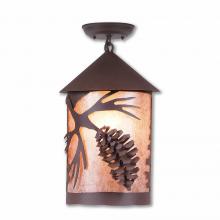  M48640AL-27 - Cascade Close-to-Ceiling Large - Spruce Cone - Almond Mica Shade - Rustic Brown Finish