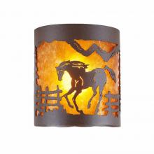  M49135AM-27 - Kincaid Ceiling Light - Mountain Horse - Amber Mica Shade - Rustic Brown Finish