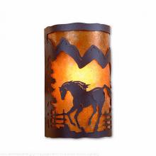  M51835AM-27 - Cascade Exterior Sconce - Mountain Horse - Amber Mica Shade - Rustic Brown Finish