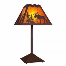  M62527AM-27 - Rocky Mountain Table Lamp - Mountain Moose - Amber Mica Shade - Rustic Brown Finish