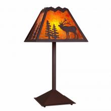  M62533AM-27 - Rocky Mountain Table Lamp - Mountain Elk - Amber Mica Shade - Rustic Brown Finish
