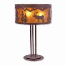  M69223AM-27 - Kincaid Table Lamp - Valley Elk - Amber Mica Shade - Rustic Brown Finish