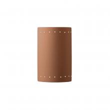 Justice Design Group CER-1290W-ADOB-LED1-1000 - Large LED Cylinder w/ Perfs - Closed Top (Outdoor)