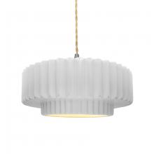 Justice Design Group CER-6553-WTWT-NCKL-BEIG-TWST-LED1-700 - Medium Tier Pleated LED Pendant