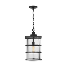  929412BK-478 - 1-Light Pendant Outdoor Hanging Black Clear Glass