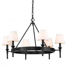 Golden Canada 1020-6 BLK-MWS - Edinburgh 6 Light Chandelier in Matte Black with Modern White Shade
