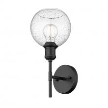 Golden Canada 1945-1W BLK-GLOBE-SD - Axel BLK 1 Light Wall Sconce in Matte Black with Seeded Glass Shade