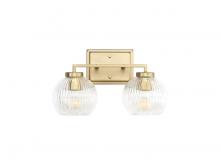 Golden Canada 3094-BA2 BCB-RIB - Elliott 2-Light Vanity Light in Brushed Champagne Bronze with Ribbed Clear Shade