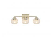 Golden Canada 3094-BA3 BCB-RIB - Elliott 3-Light Vanity Light in Brushed Champagne Bronze with Ribbed Clear Shade