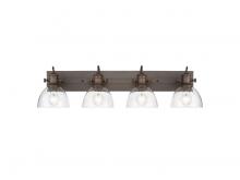Golden Canada 3118-BA4 RBZ-SD - Hines 4-Light Vanity Light in Rubbed Bronze with Seeded Glass