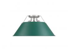 Golden Canada 3306-3FM PW-GN - Orwell 3-Light Flush Mount in Pewter with Pine Green