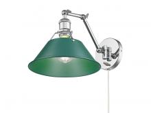 Golden Canada 3306-A1W CH-GN - Orwell Articulating Wall Sconce in Chrome with Pine Green