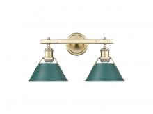 Golden Canada 3306-BA2 AB-GN - Orwell 2-Light Vanity Light in Aged Brass with Pine Green
