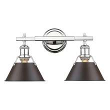 Golden Canada 3306-BA2 CH-RBZ - Orwell 2-Light Vanity Light in Chrome with Rubbed Bronze