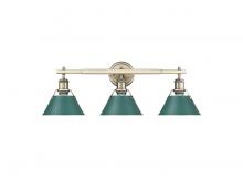 Golden Canada 3306-BA3 AB-GN - Orwell 3-Light Vanity Light in Aged Brass with Pine Green