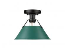 Golden Canada 3306-FM BLK-GN - Orwell 1-Light Flush Mount in Matte Black with Pine Green