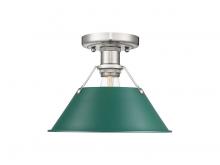 Golden Canada 3306-FM PW-GN - Orwell 1-Light Flush Mount in Pewter with Pine Green