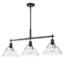 Golden Canada 3306-LP BLK-CLR - Orwell 3-Light Linear Pendant in Matte Black with Clear Glass