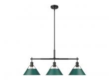 Golden Canada 3306-LP BLK-GN - Orwell 3-Light Linear Pendant in Matte Black with Pine Green