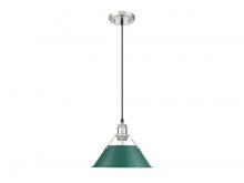 Golden Canada 3306-M PW-GN - Orwell 10" Wide Medium Pendant in Pewter with Pine Green
