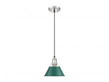 Golden Canada 3306-S PW-GN - Orwell 7.5" Wide Small Pendant in Pewter with Pine Green