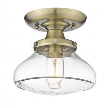 Golden Canada 3419-SF AB-CLR - Nash Semi-Flush in Aged Brass with Clear Glass