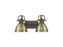 Golden Canada 3602-BA2 RBZ-AB - Duncan 2-Light Bath Vanity in Rubbed Bronze with Aged Brass
