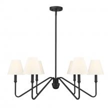 Golden Canada 3690-6 NB-IL - Kennedy 6 Light Chandelier in Natural Black with Ivory Linen Shade