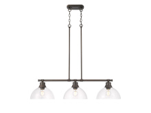 Golden Canada 3602-3LP RBZ-CLR - Duncan 3-Light Linear Pendant in Rubbed Bronze with Clear Glass