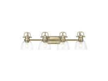 Golden Canada 3602-BA4 AB-CLR - Duncan 4-Light Bath Vanity in Aged Brass with Clear Glass